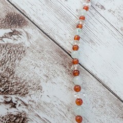 Vintage Necklace Dainty Beaded Orange, Very Light Green, Clear