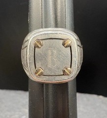SZ 9.5 Vintage Sterling Silver Zancan Gioielli Mens Monogram Signet Ring Italy