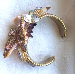 Vintage Wendy Gell 1984 Pastel Rhinestone & Shell Butterfly Bracelet – OOAK