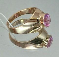 USSR Vintage Original Amethyst (lab. created) Rose Gold Ring 583 14K Erevan 1989