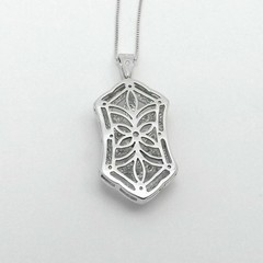 Art Deco Style Lab Created Diamond Engagement Wear 14K White Gold Finish Pendant