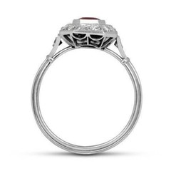 Vintage Art Deco Style Lab Created Red Ruby Engagement Wedding 925 Silver Ring