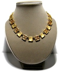 Vintage Choker Necklace Bright Gold Tone Trapezoid Geometric Chain Statement 18″