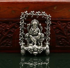 925 pure silver God Ganesha statue, figurine, puja article home temple art04
