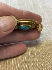 Vintage Gold Plated Pendant with Natural Turquoise 1.5” Long Great Look