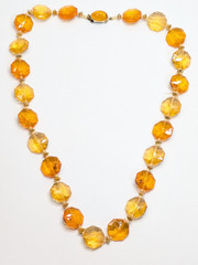 VTG Hong Kong Candy Orange Faceted Plastic 26″ Statement Beaded Necklace