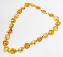 VTG Hong Kong Candy Orange Faceted Plastic 26″ Statement Beaded Necklace