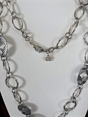 Signed Statement 38” Chunky Silver tone Mixed Metal Work Chain Necklace
