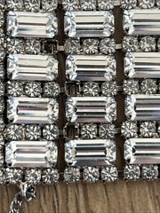 Vtg Wide Rhinestone Bracelet Multiple Rows Baguette & Round Cut Stones