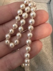 Vintage 10k White Gold & 6mm Single Strand Pearl Necklace 17″