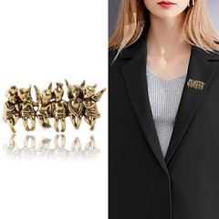 Vintage Angel Shape Brooch Women Jewelry Matte Metal Pin Coat Collar Accessories