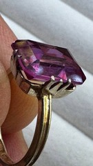 Vintage USSR Soviet 875 Sterling Silver Ring with Sapphire for Women 5.5