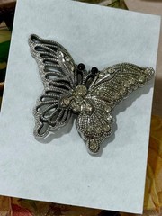 Butterfly Tact Pin, Silver-tone Filigree-style Gift for Her, Mom, Spring