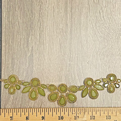 Unbranded Gold Tone Statement Necklace & Earrings Set with Olive Green Stones
