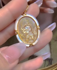 Antique style Cameo Pendant 925 Silver plated Vintage Necklace Estate Jewelry