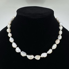 Baroque Pearl Necklace Natural Freshwater 16” Knotted 8.5-9.5mm Pearls VTG