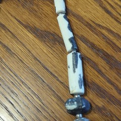 Chunky Vintage Stone Necklace Made In Japan 28″ Black and White