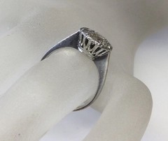 ANTIQUE ART DECO NATURAL ROSE CUT DIAMOND CLUSTER ENGAGEMENT RING 11K WG