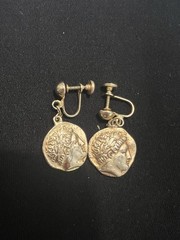 RARE Vintage Museum Replicas GoldTone Greek Coin Drop Earrings Philip II