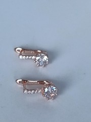 Vintage 1990-s 14 Ct Rolled Gold Zircons Earrings-Hallmarked 585 RG