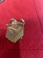 Vintage Christmas Brooch Gold Silver Crystal Pin