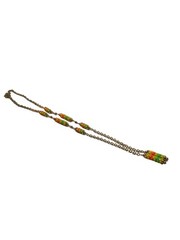 Sarah Coventry Lariot Necklace Multi-Color Bead Accents Gold-Tone Chain 40 In