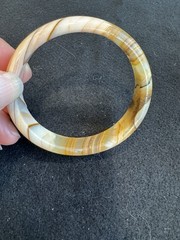 Vintage Vintage Natural Agate Banded Bangle Bracelet