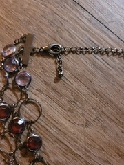 Purple Bezel Set Stationed Necklace Multi Strand Gun Metel Color Lobster Clasp