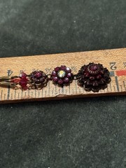 VICTORIAN REVIVAL BRONZE T. TRIPLE DROP LAVALIER NECKLACE PINK RHINESTONES 16”