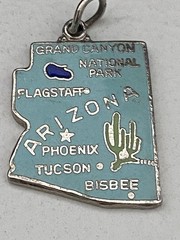Vintage US Map Charms Retro Silver Cloisonné Enamel