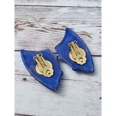 Vintage Jeff Lieb Clip On Earrings Blue – Paint Damage