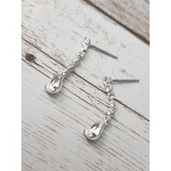 Vintage Stud On Earrings Clear Gem Dangle 1″