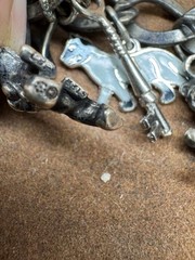 Vintage Sterling Silver Dogs, Horse, Good Luck, Crystal Toggle Charm Bracelet