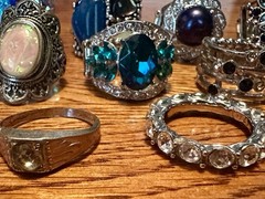 Vintage to Modern 17 Rings Adjustable & Various Sizes Rhinestones Faux Pearls