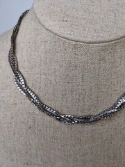 Vintage Jewelry set silvertone braided wheat chain necklace & braclet