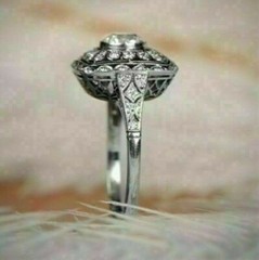 1915-1935 Art Deco Style 3.5Ct Round Lab Created Diamond Engagement Wedding Ring