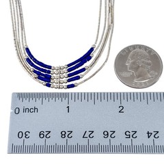 Vintage Sterling Liquid Silver 925 Lapis Lazuli Beaded Necklace | 16.5″