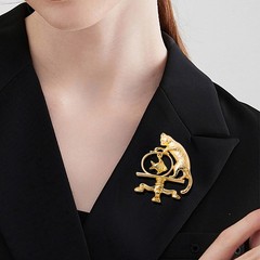2Pcs Antique Jewelry Cat Vintage Fishing Brooch Personality Zinc Alloy NEW