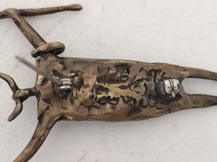 Bill Worrell Signed 2.5″ Shaman #116 Brooch Pin Patinaed Bronze 1996