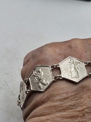 Vintage China Export Sterling Silver Panel Bracelet. Signed China, Sterling,