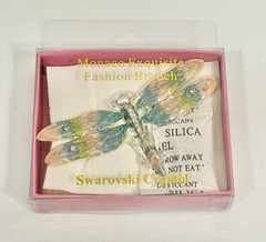 NOS Monaco Exquisite Dragonfly Brooch Swarovski Crystal Rhinestone Brooch NIB