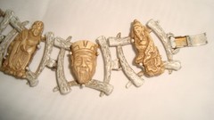 Vintage Unsigned Colco Chinese gods of Fortune Bracelet ~Excellent