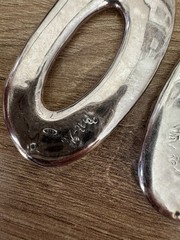 Vintage 925 Sterling Silver Open Oval Dangle Drop Hook Earrings 2.75in No Stone