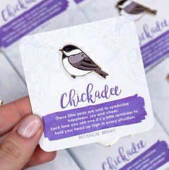 Chickadee Bird Enamel Pin – Gold Plated Nature Jewelry – Wildlife Brooch