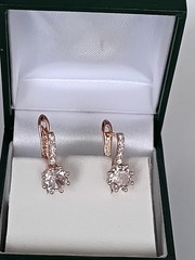 Vintage 1990-s 14 Ct Rolled Gold Zircons Earrings-Hallmarked 585 RG