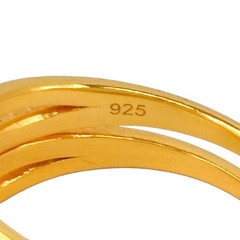 Vintage Gold-Tone | Sterling Silver 925 | Cubic Zirconia Criss Cross Ring Size 8