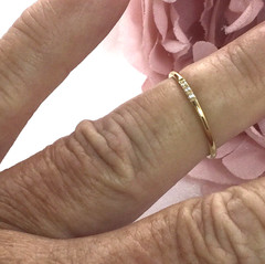 Vintage Jewellery Gold Band Ring with White Diamonds Antique Deco Dress Jewelry