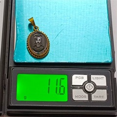 Vintage copper pendant with hematite stone, engraved Egyptian Queen design