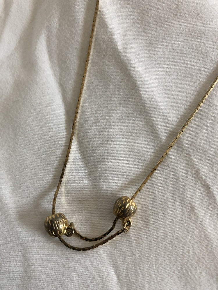 Vintage 1980s Adjustable Slide Ball Gold Chain Necklace