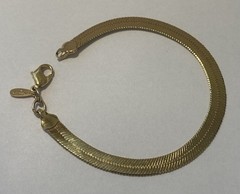 Vintage Napier Herringbone Bracelet, Gold Plated High-End Fashion Jewelry, 6mm